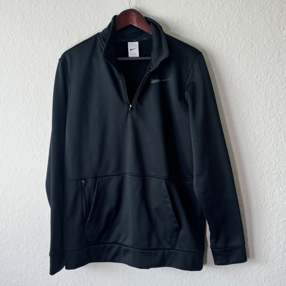 Nike Mens Therma-FIT Black Quarter Zip Pullover Hoodie Sweatshirt CU6217-010 M - Picture 3 of 8